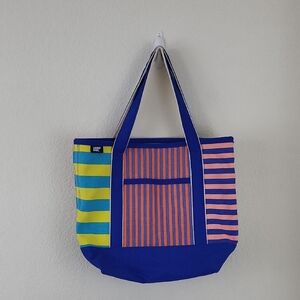 Lands' End - Colorblock Large Open Top Canvas Tote Bag